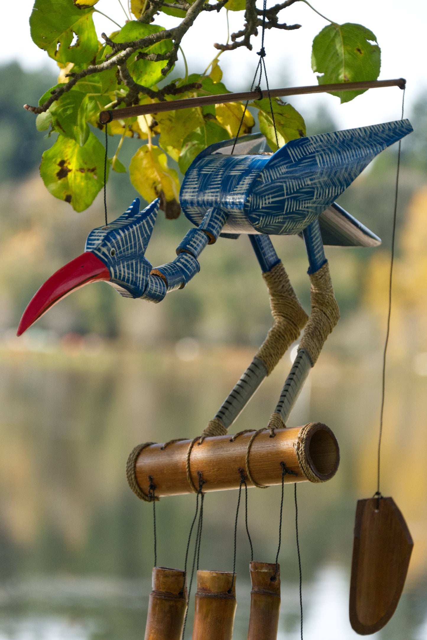 Happy Blue Bird Bobbing Head Wind Chime