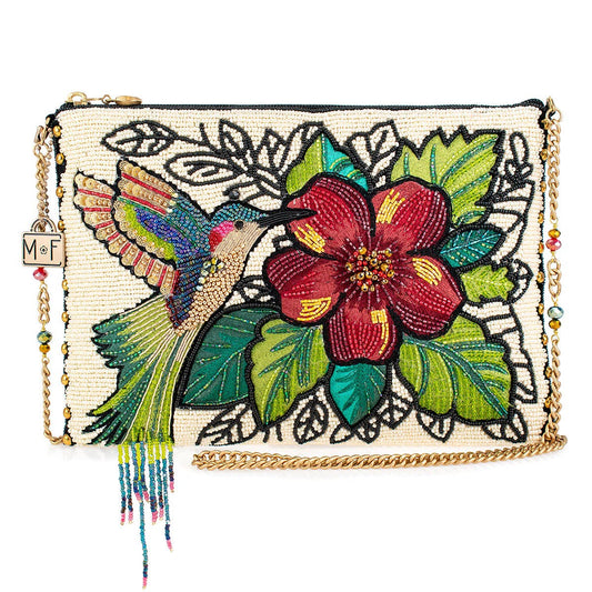 Wing It Beaded Hummingbird Crossbody Clutch Beaded Handbag