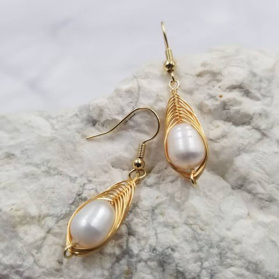 Pearl Pea Pod Earrings