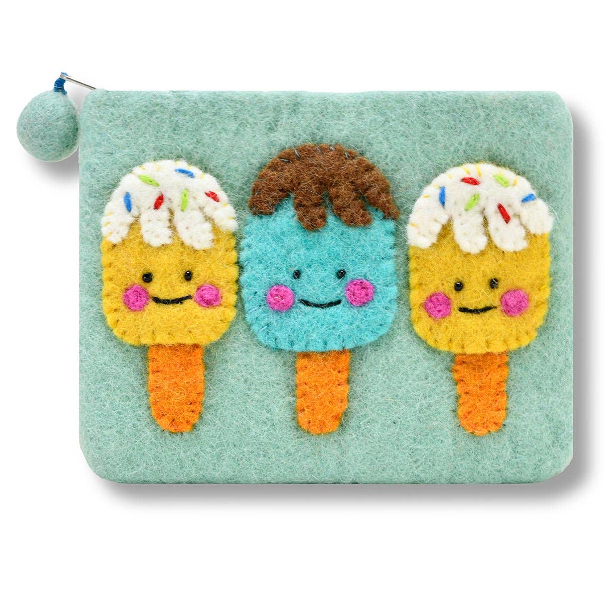 Popsicle Felted Coin Purse: Light Turquoise