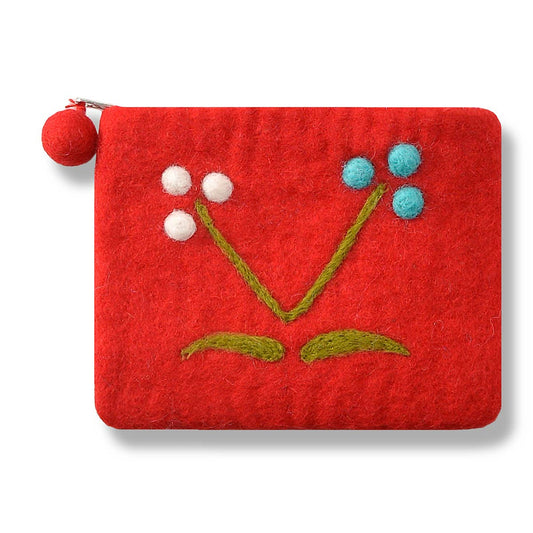 Red Cherry Floral Coin Purse