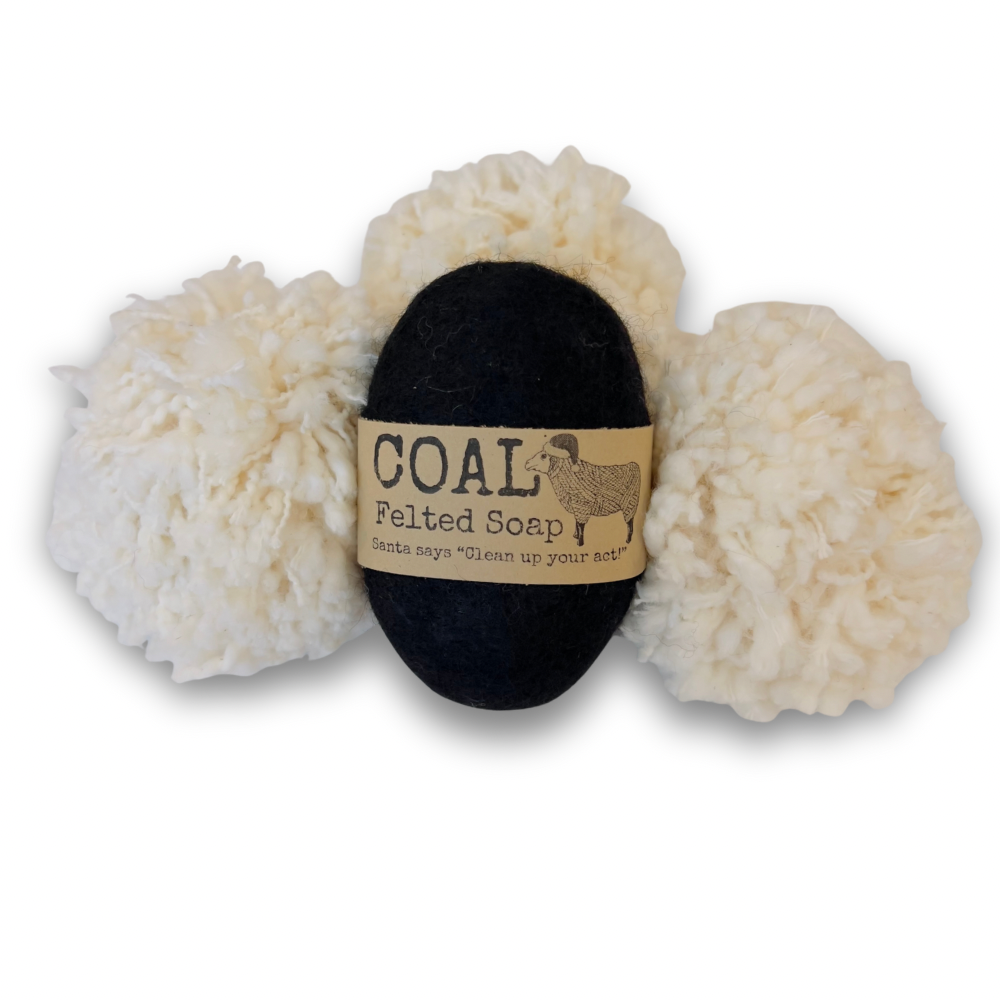 Felted Soap COAL Santa Stocking Stuffer Holiday Christmas  