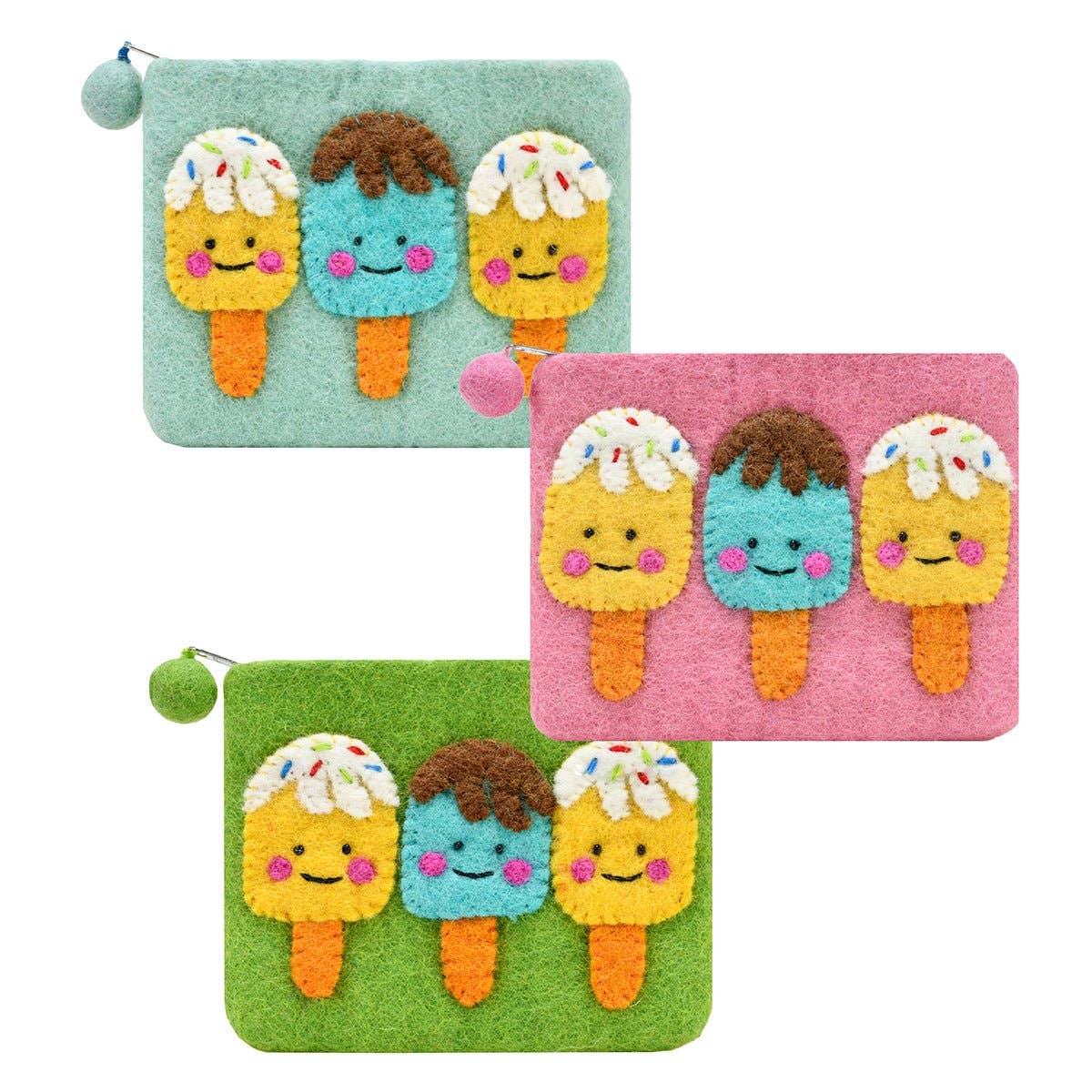 Popsicle Felted Coin Purse: Light Turquoise