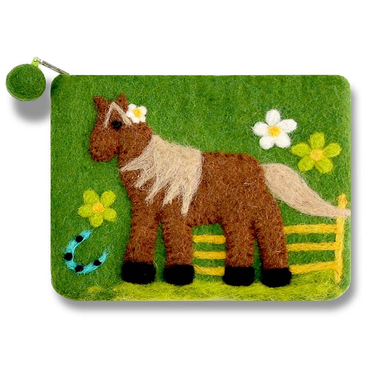 Felted Horse Coin Purse: Aqua