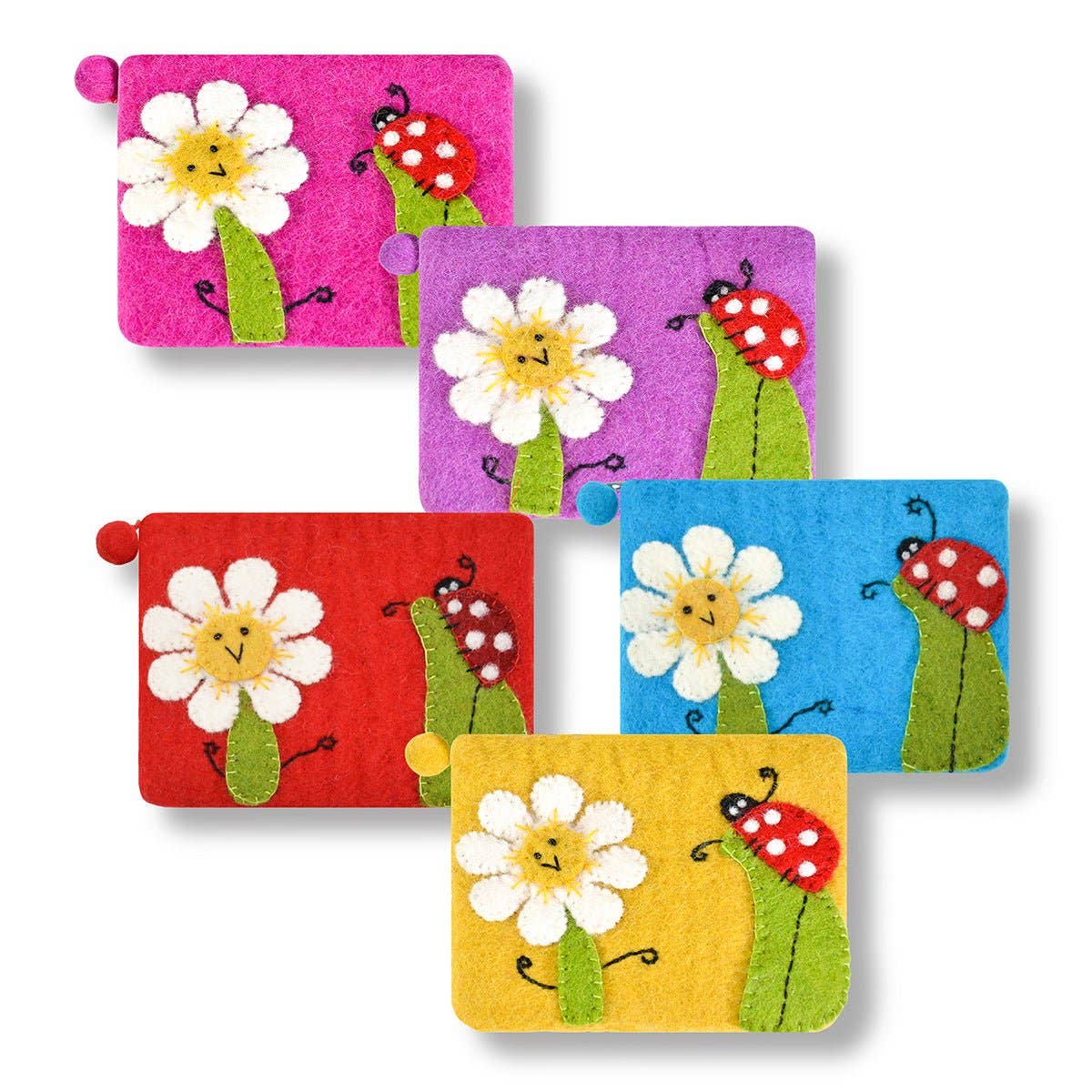 SunFlower and Lady Bug Coin Purse: Yellow