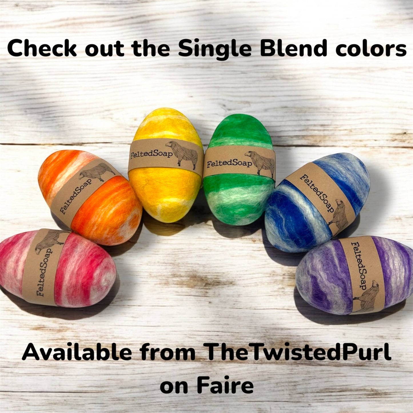 Felted Soap Single Blend BLUE & WHITE 6 Pack Fun Fiber Gift