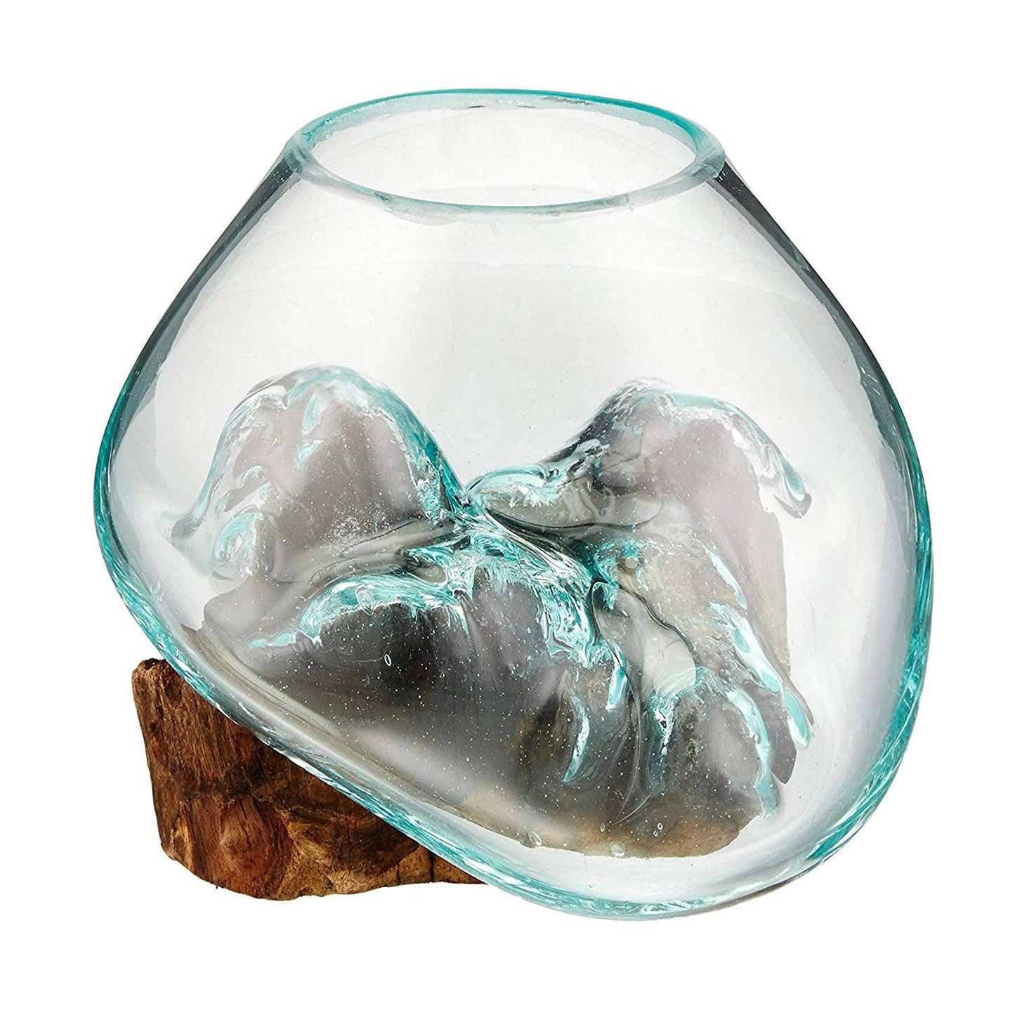 Molten Glass & Wood Sculpture - Approx 15cm Across