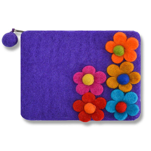 Five side flower Zip coin purses: Purple