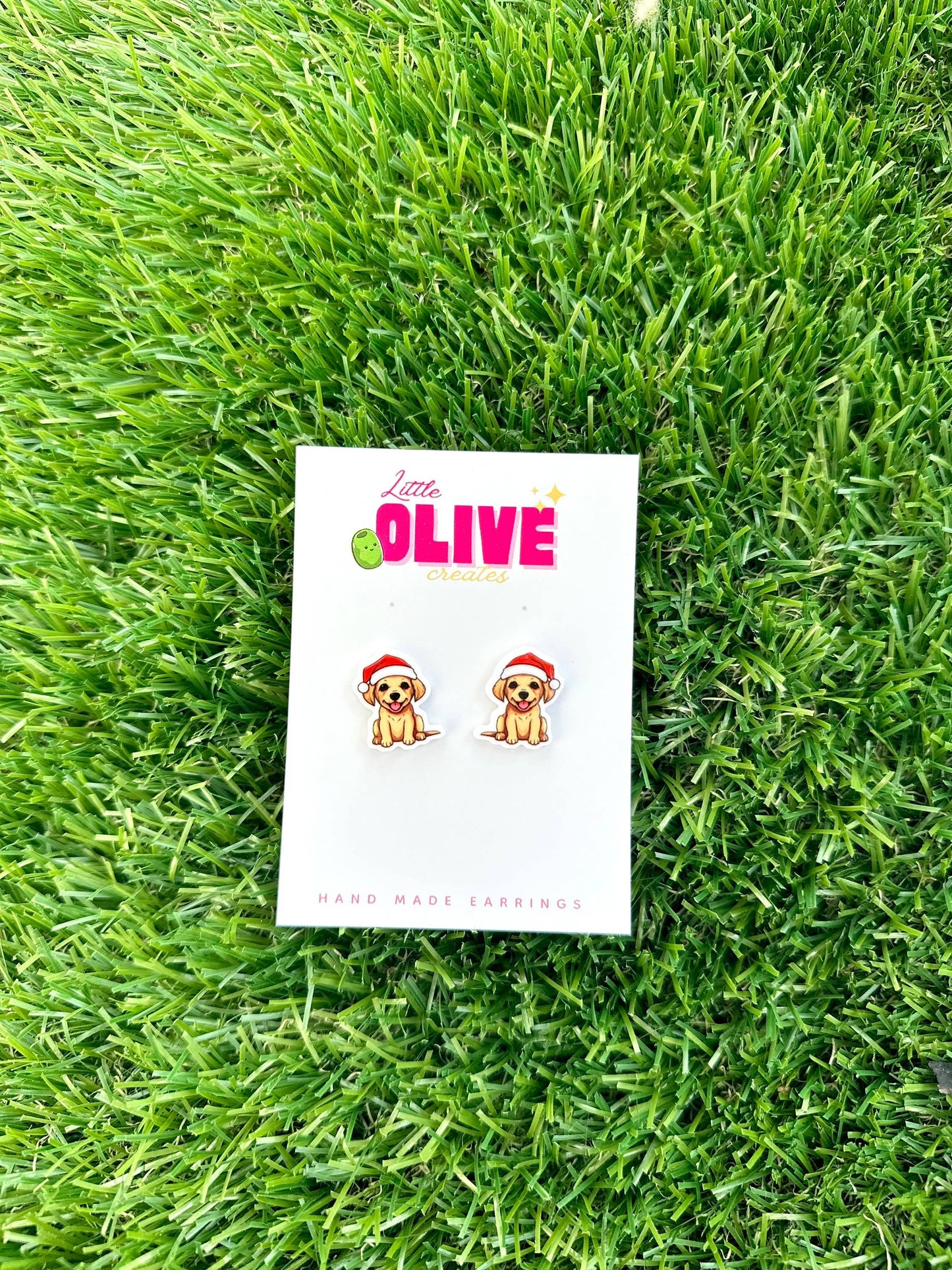Golden Retriever Christmas Stud Earrings