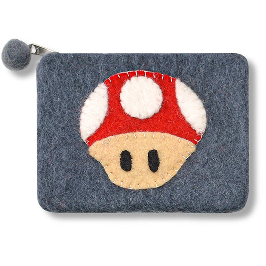 Grey Mushroom Design Coin Purse