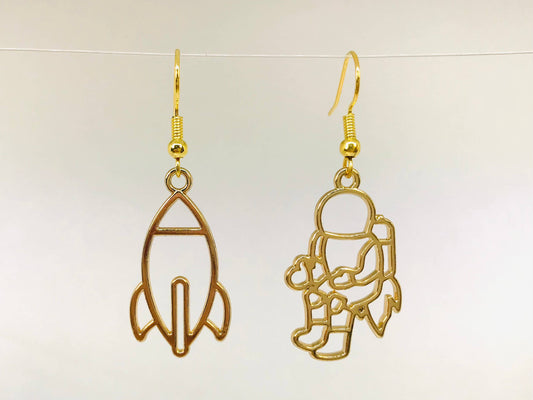 Rocket And Astronaut Enamel Earrings