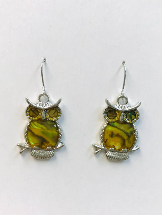 Abalone Owl Earrings